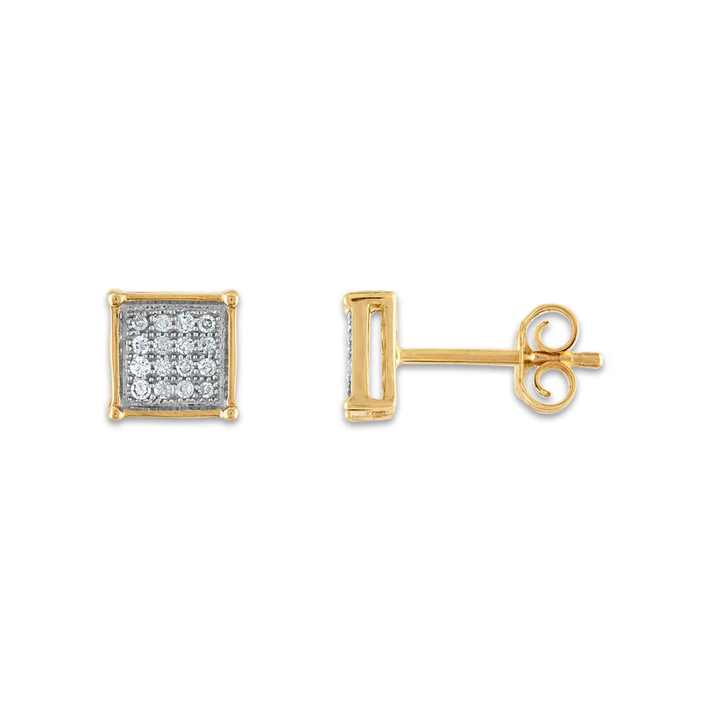 Daniel s Jewelers 1 10 CTW Diamond Cluster Stud Earrings in 10KT