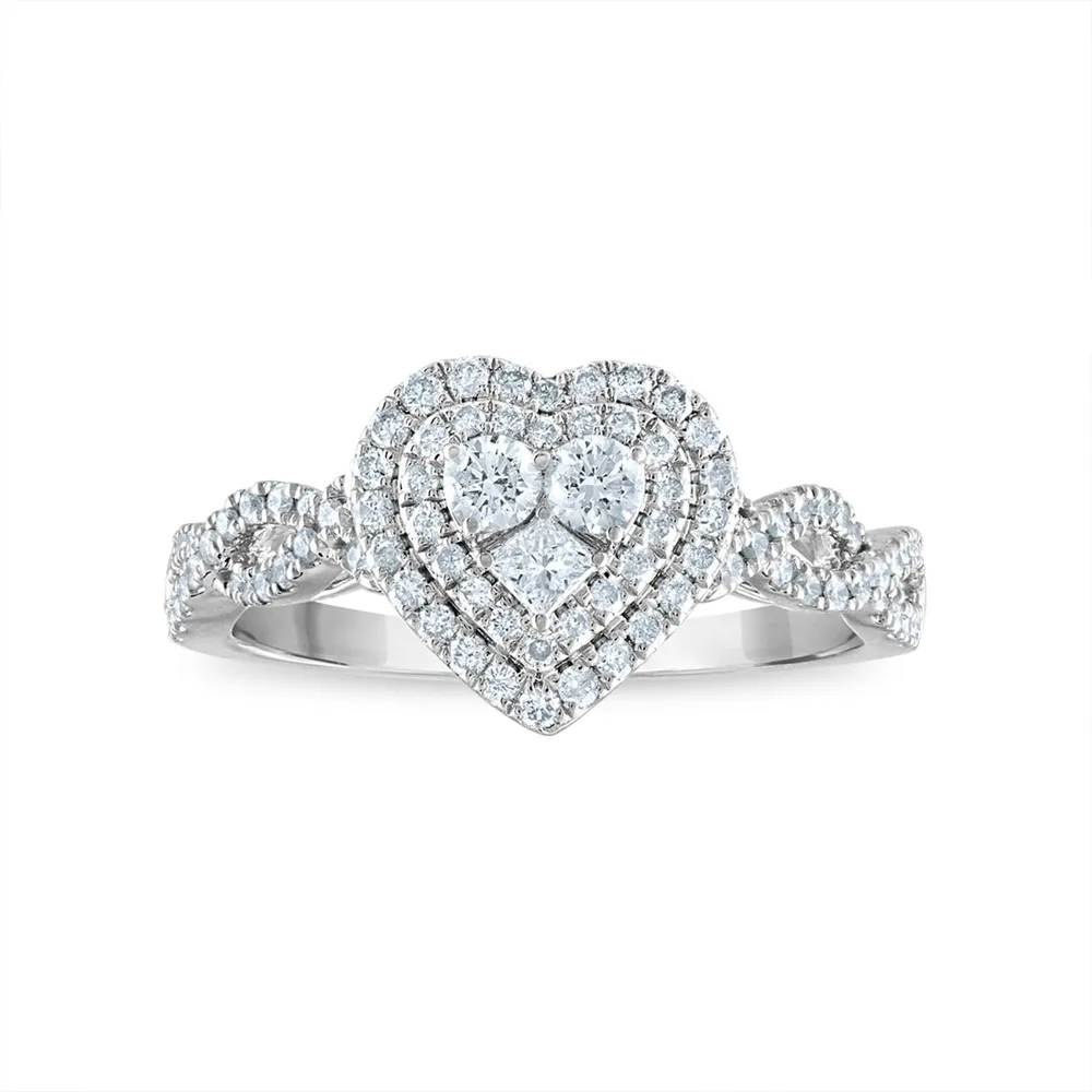 Daniel s Jewelers 1 2 CTW Diamond Heart Ring in 10KT White Gold