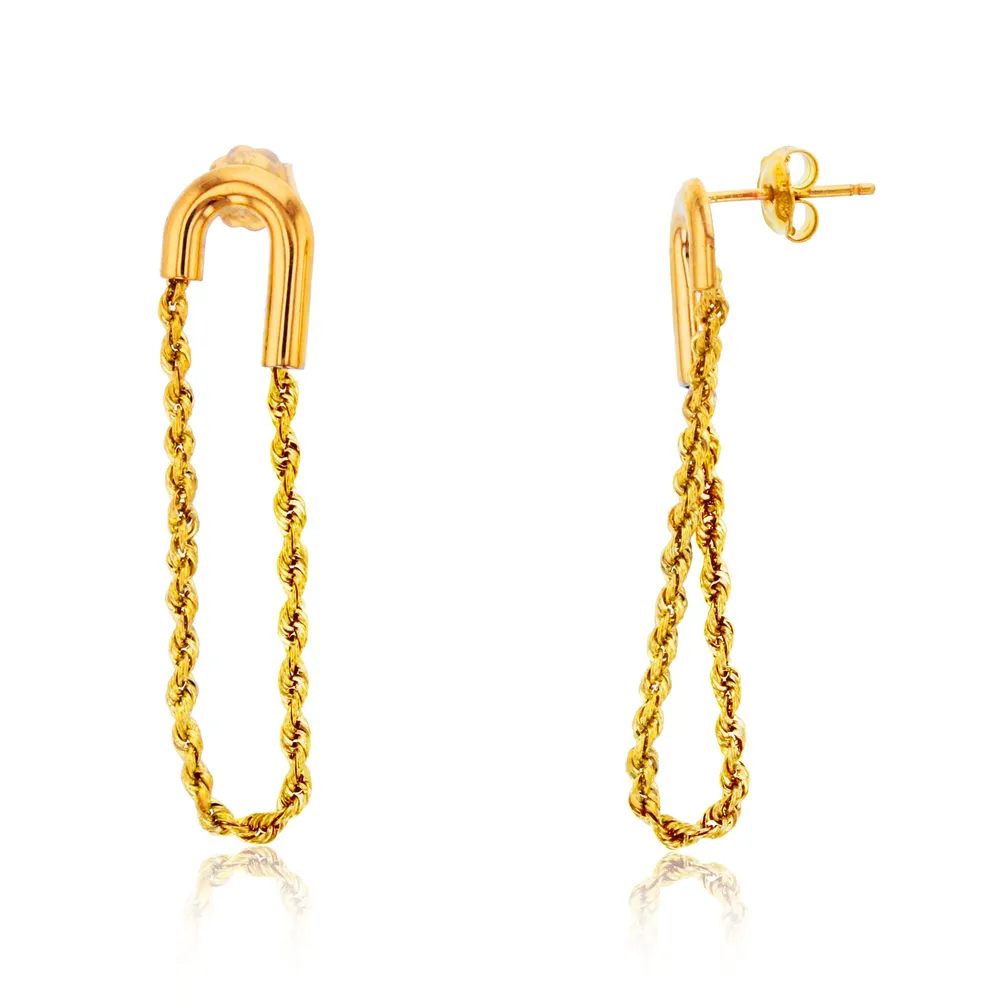 Daniel s Jewelers 14KT Yellow Gold 9X40MM Twisted Rope Dangle