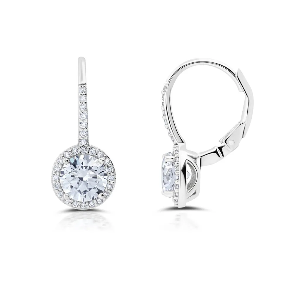 Daniel s Jewelers Crislu Platinum Plated Sterling Silver Round
