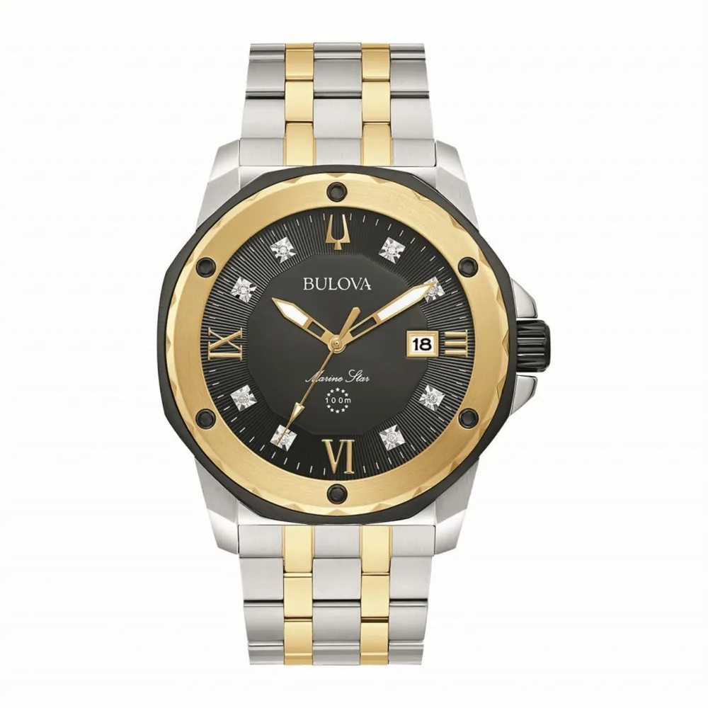 Daniel s Jewelers Bulova Marine Star with 44X44 MM Black Round
