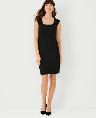 Ann Taylor The Petite Seamed V-Neck Sheath Dress Bi-Stretch