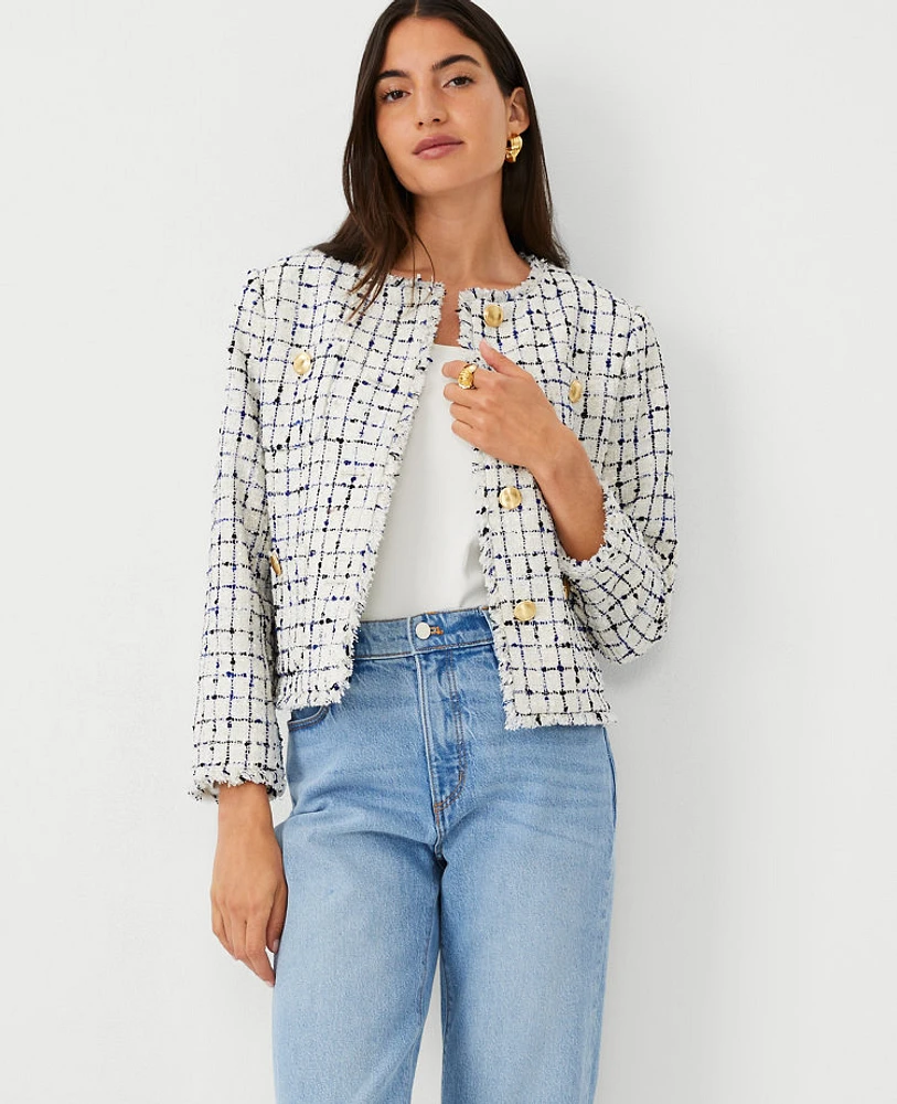 Ann Taylor The Short Patch Pocket Jacket Confetti Fringe