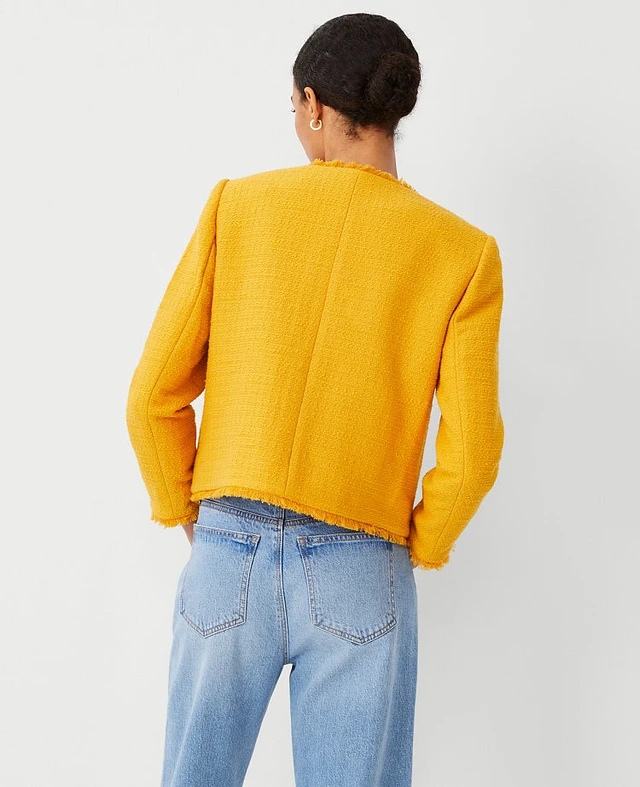 アメリカ通販ファッション Pocket Patch Short Petite The Taylor Ann Jacket Tweed Fringe ジャケット・アウター