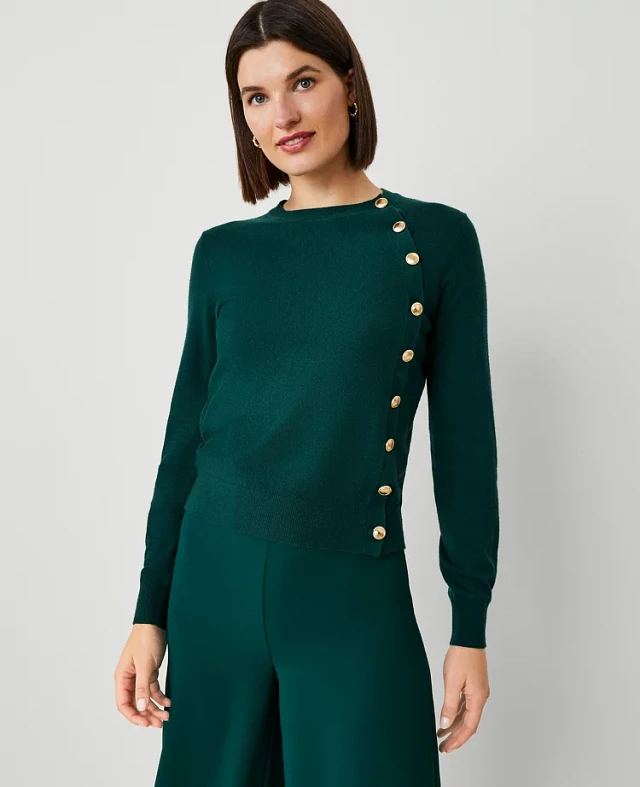 Abercrombie & Fitch LuxeLoft Side-Button Sweater Tee | Arden