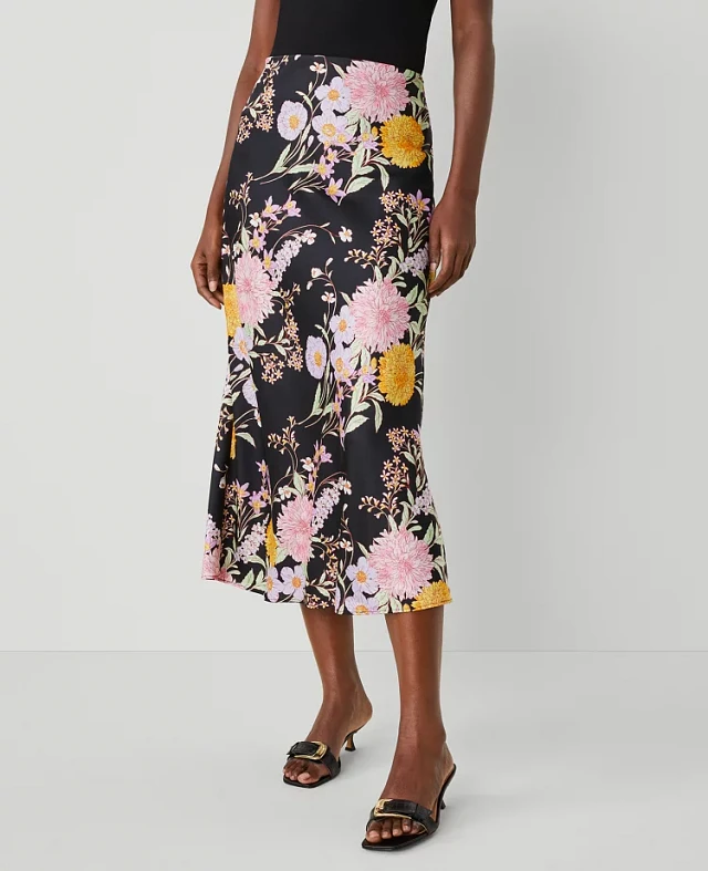 スカート [Average Attitude] Sheer Floral Skirt Amur Clyde Flared Floral Midi-Skirt | Saks Fifth Avenue