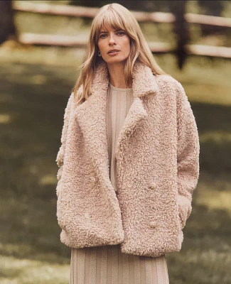 Jou Juniors' Faux-Fur Double-Breasted Coat, Created for Jou Juniors' Faux-Fur Double-Breasted Coat, Created for