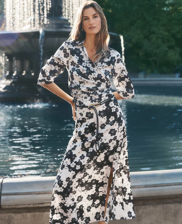 Ann Taylor Floral Satin Maxi Skirt Black Women's | Arden Fair