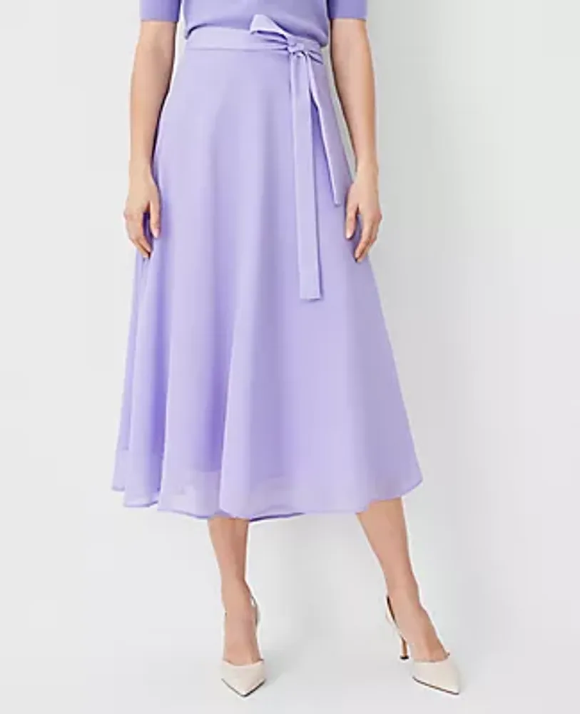 Ann Taylor Tie Waist Full Midi Skirt | Hamilton Place