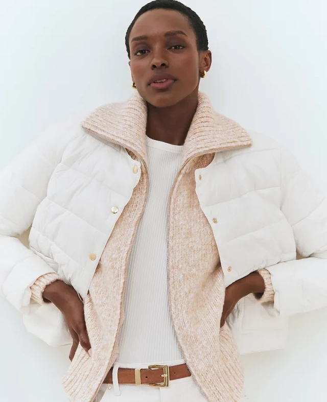 Anna Ann Taylor Petite Zip Front Shearling Collar Moto Jacket