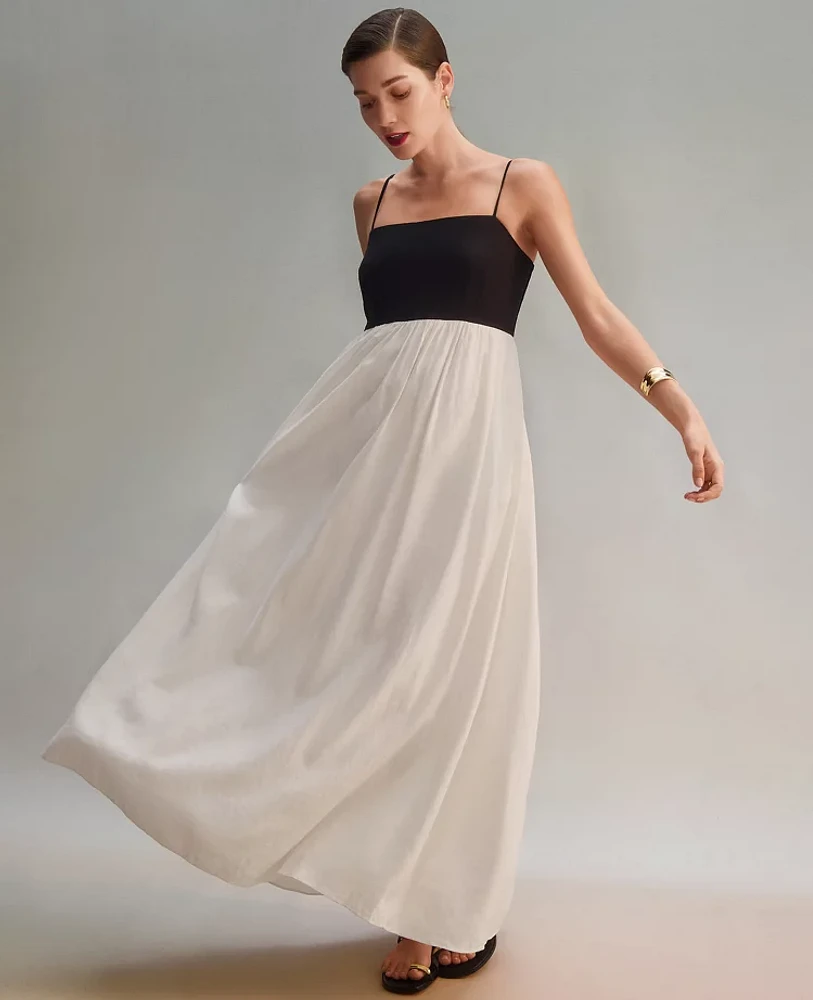 Ann Taylor Petite Strappy Linen Blend Maxi Dress Size 8