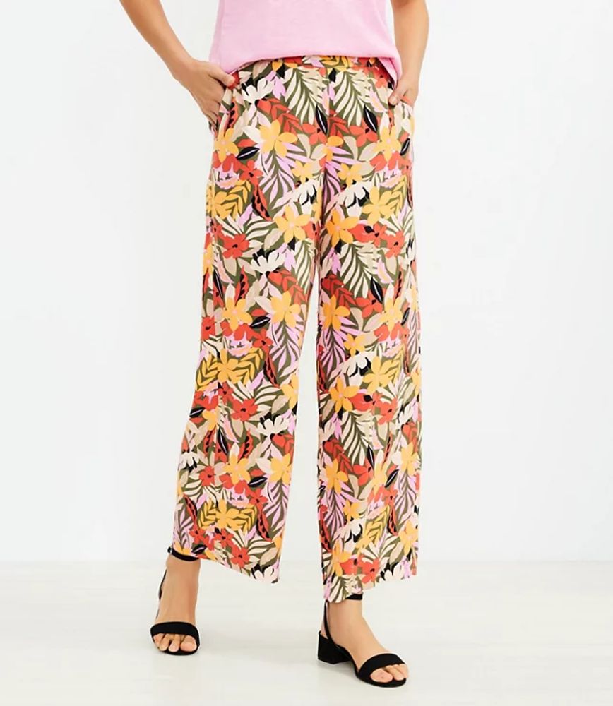 LOFT Petite Pull On Wide Leg Crop Pants Tropical Print | LOFT | The Summit