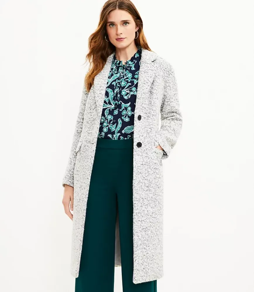 Bouclé button clearance front coat