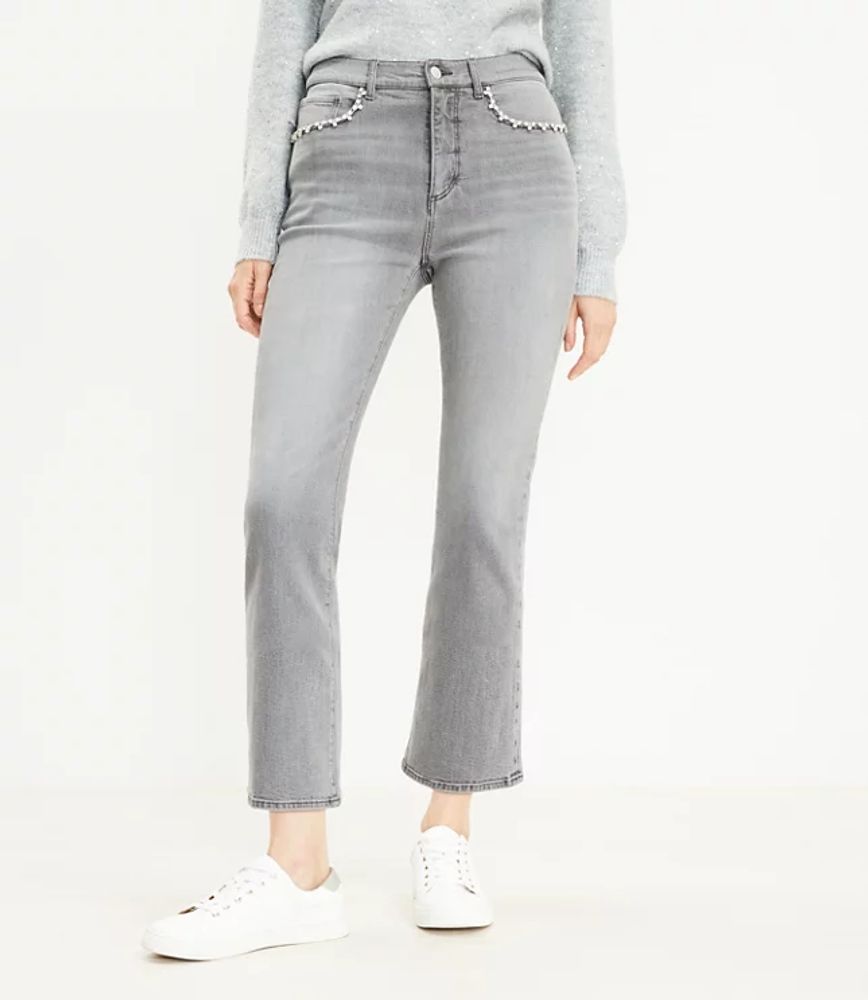 LOFT Jeweled High Rise Kick Crop Jeans LOFT Bridge Street Town Centre