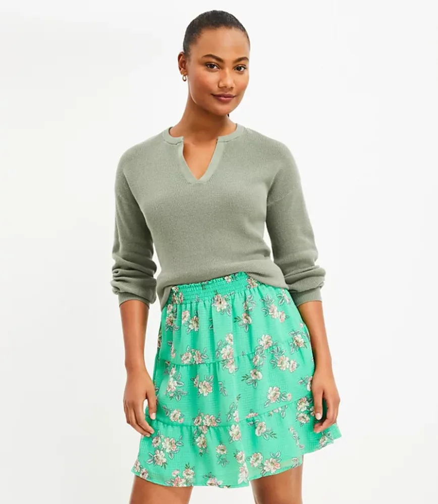 Latte Ruffle Tiered Skirt - Leopard + Blue