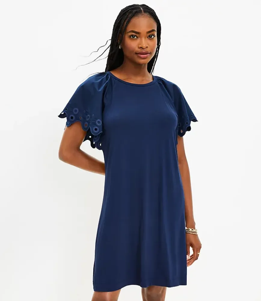 Eyelet flutter sleeve dress hotsell