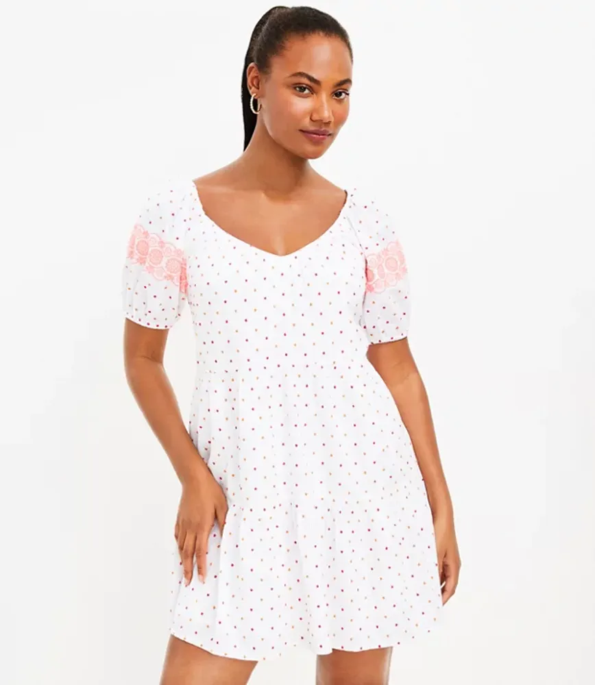 LOFT Dot Embroidered Tiered Swing Dress | Hamilton Place