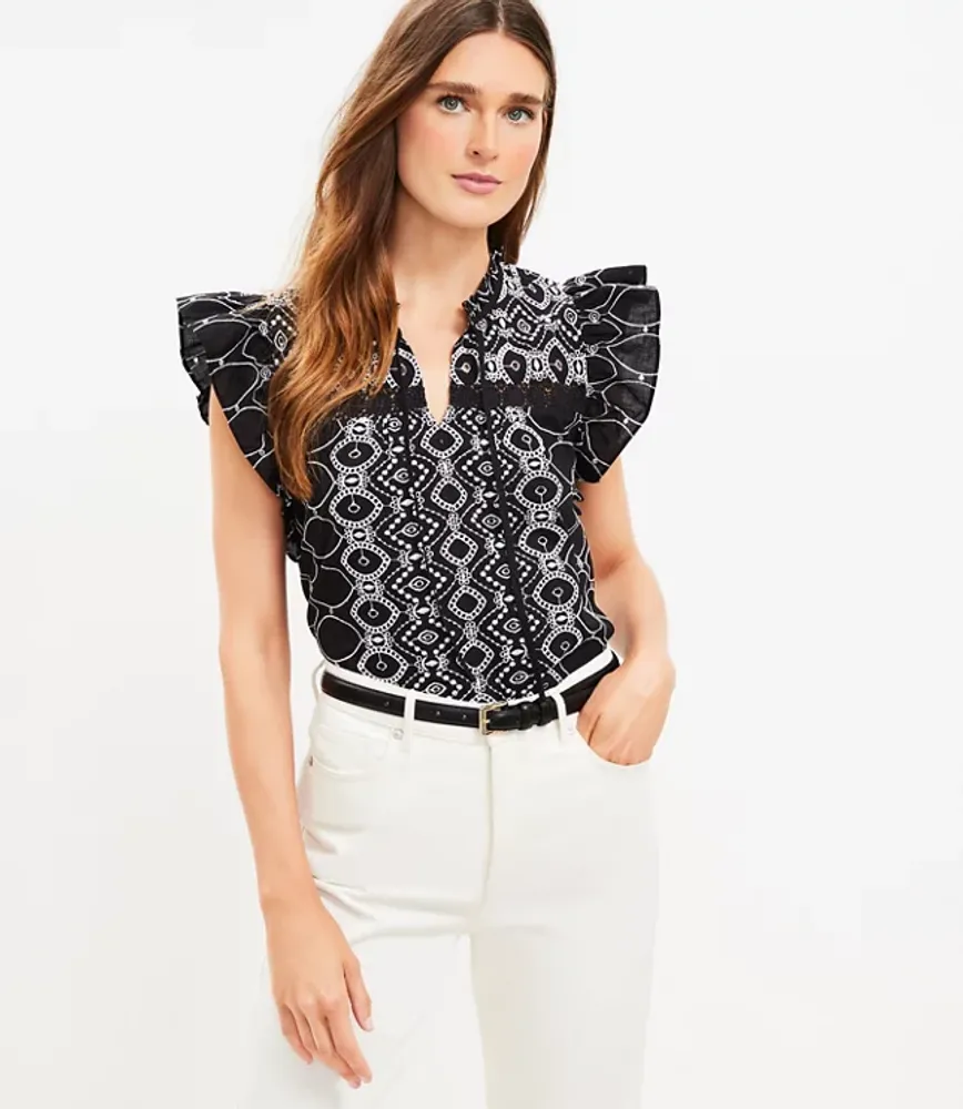 Loft hot sale embroidered top