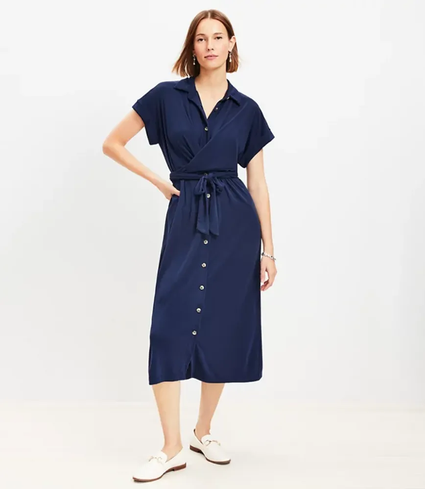 LOFT Tie Front Midi Shirtdress | Hamilton Place