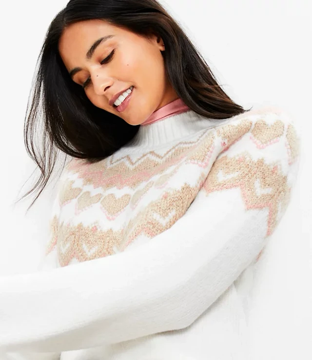Loft Heart Fair Isle Mock Neck Sweater | The Shops at Willow