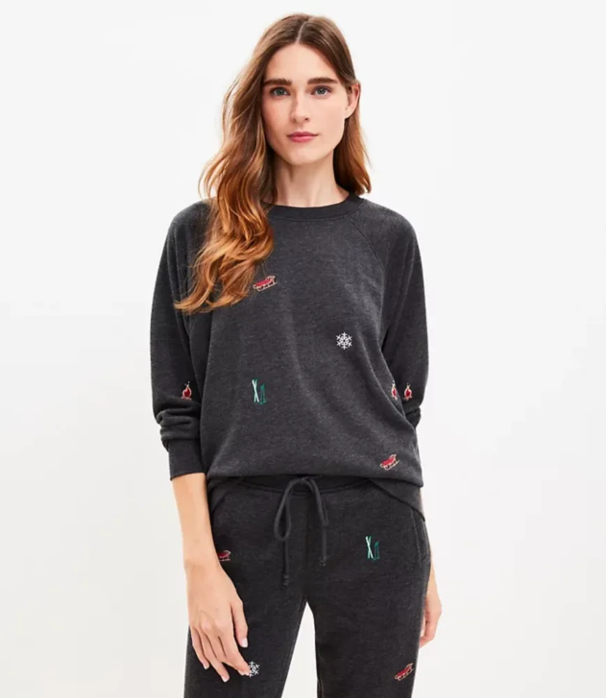 Loft Lou Grey Ski Lodge Cozy Cotton Terry Sweatshirt Hawthorn Mall