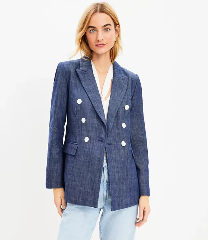 Petite denim outlet blazer