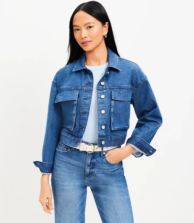 THE GREAT. The Cavalry Cropped Denim Jacket Size hot XS/S