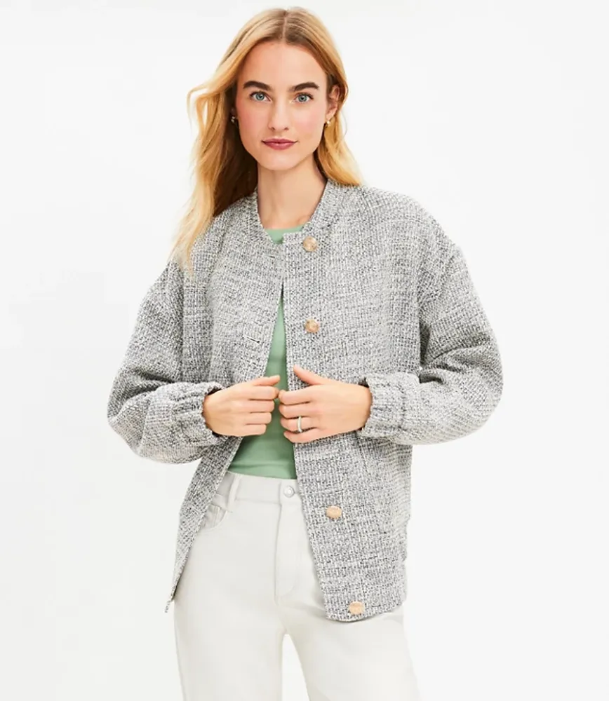 Oversize tweed 2024 bomber jacket