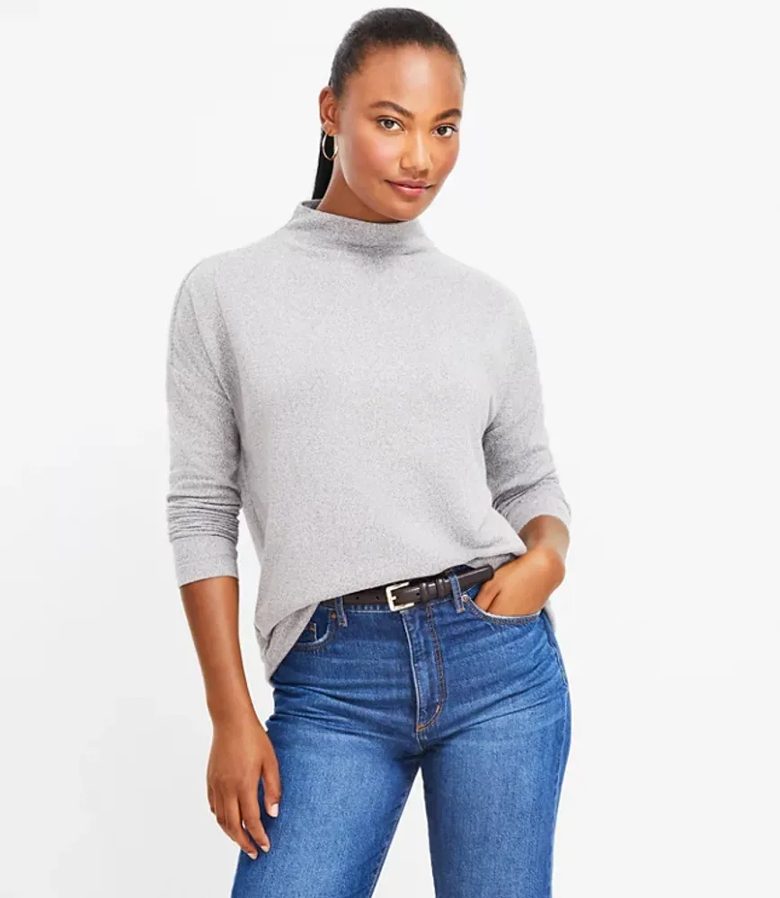Oatmeal Ophelia Cozy Mock Neck Top