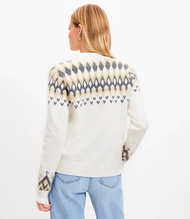 Loft Fair Isle Collared Split Neck Sweater | The Shops at