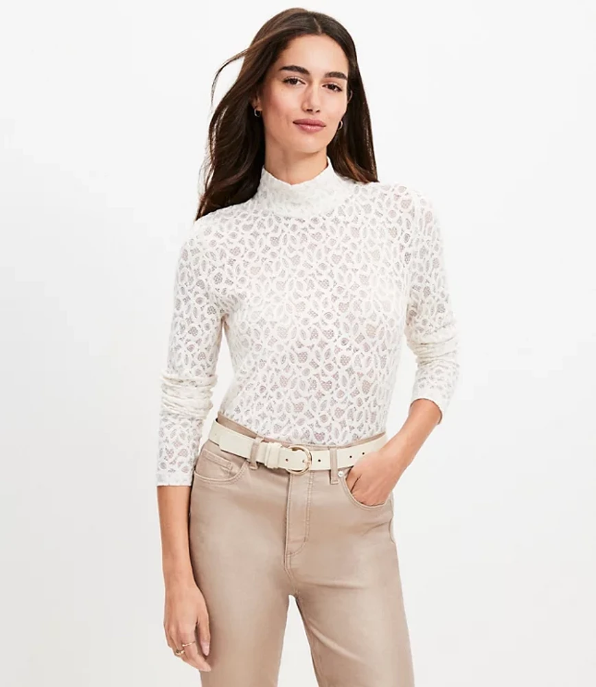 Loft Lace Long Sleeve Turtleneck Top | The Shops at Willow Bend Loft Lace Long Sleeve Turtleneck Top | The Shops at Willow Bend