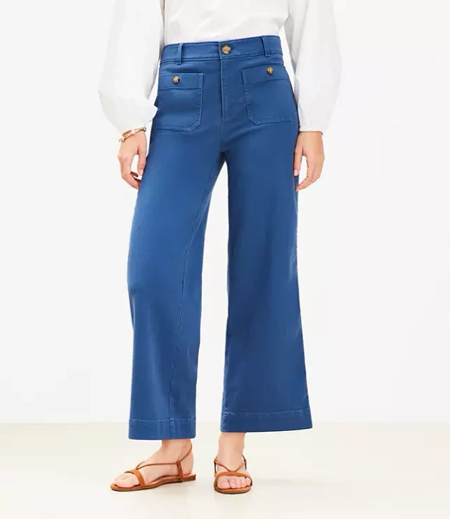 LOFT Beach Seaside Smocked Wide Leg Crop Pants | The Summit