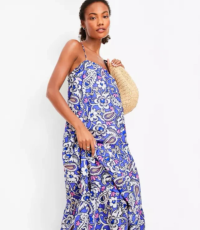 Lane Bryant Striped Square-Neck Tiered Maxi Dress | Mission
