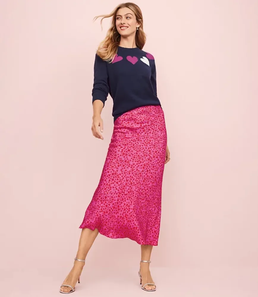 Loft pink shop midi skirt