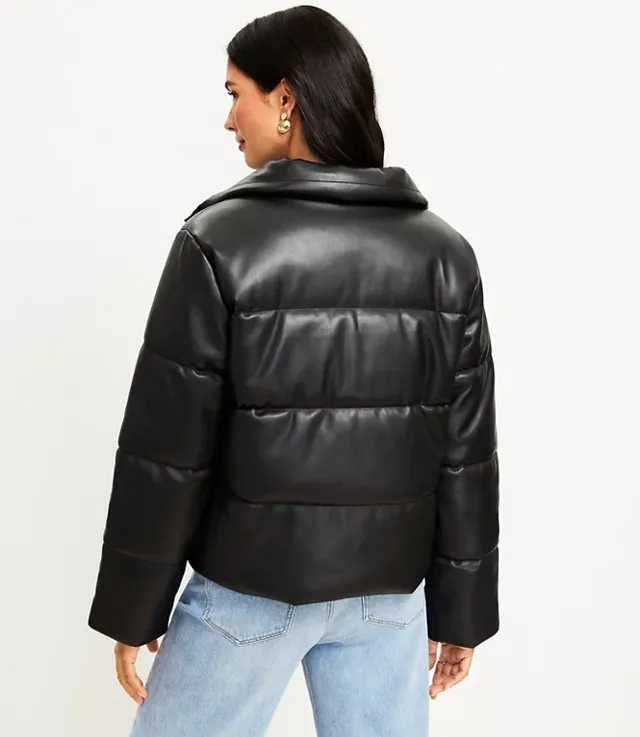 Dkny faux discount leather cropped puffer