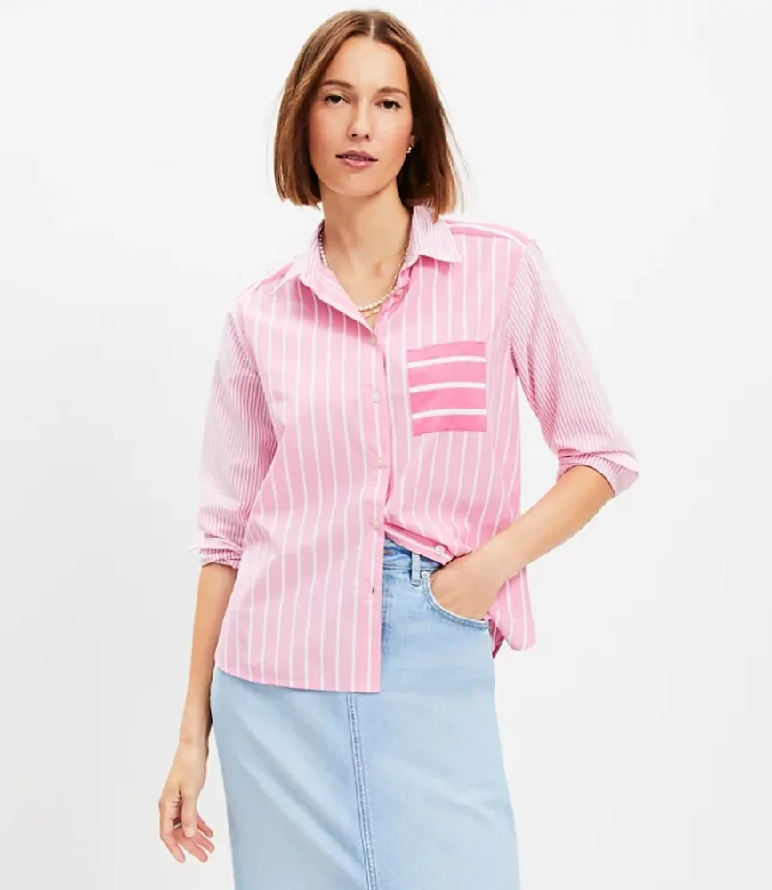 Loft striped sales blouse