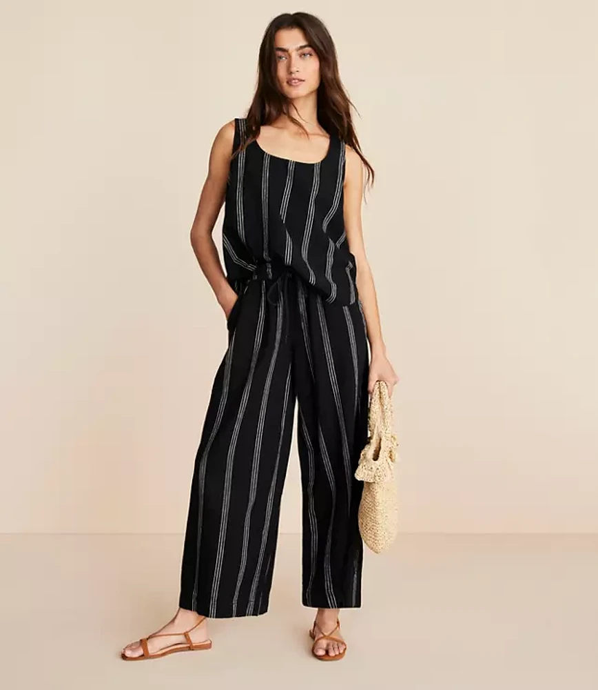 Lou & Grey Striped Linen Cotton Wide Leg Crop Pants at