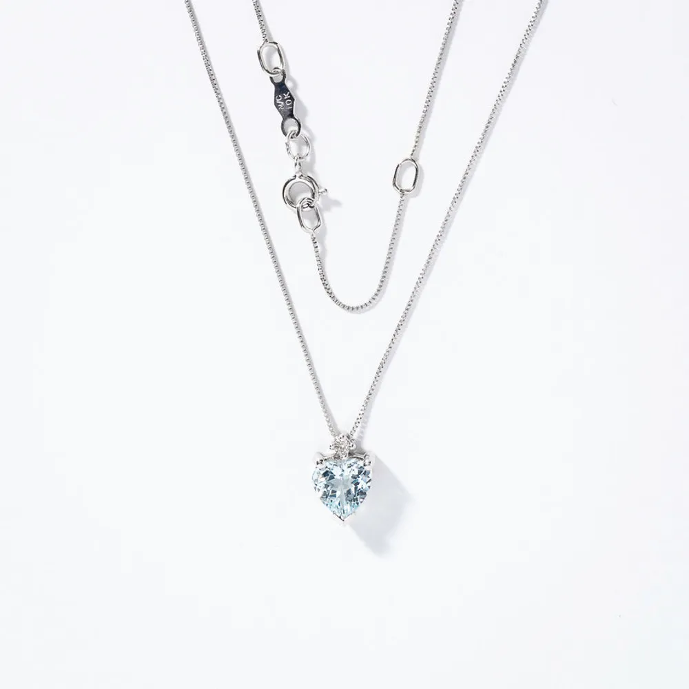 Heart shaped aquamarine necklace on sale