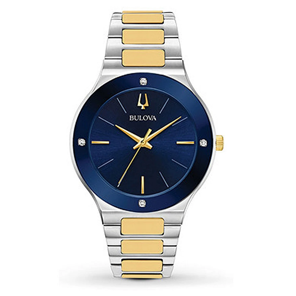 Bulova men's blue dial watch hot sale