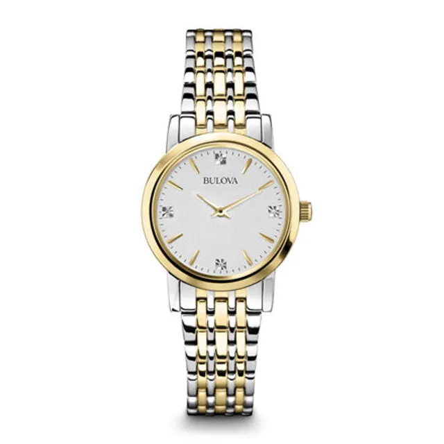 Bulova CURV Women's Gold Diamond White Dial Watch | 98R237