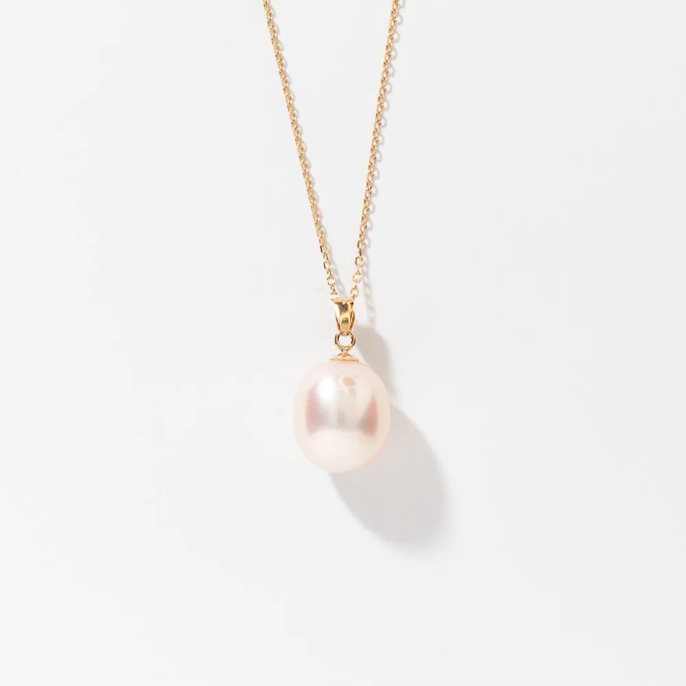 Ann Louise 10 11mm Single Pearl Pendant Necklace in 14K Yellow