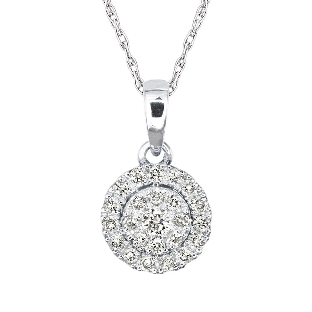 Ann Louise Diamond Cluster Necklace in 10K White Gold with Chain