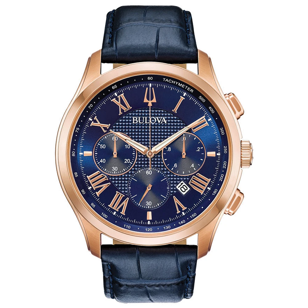 Bulova blue hotsell leather watch
