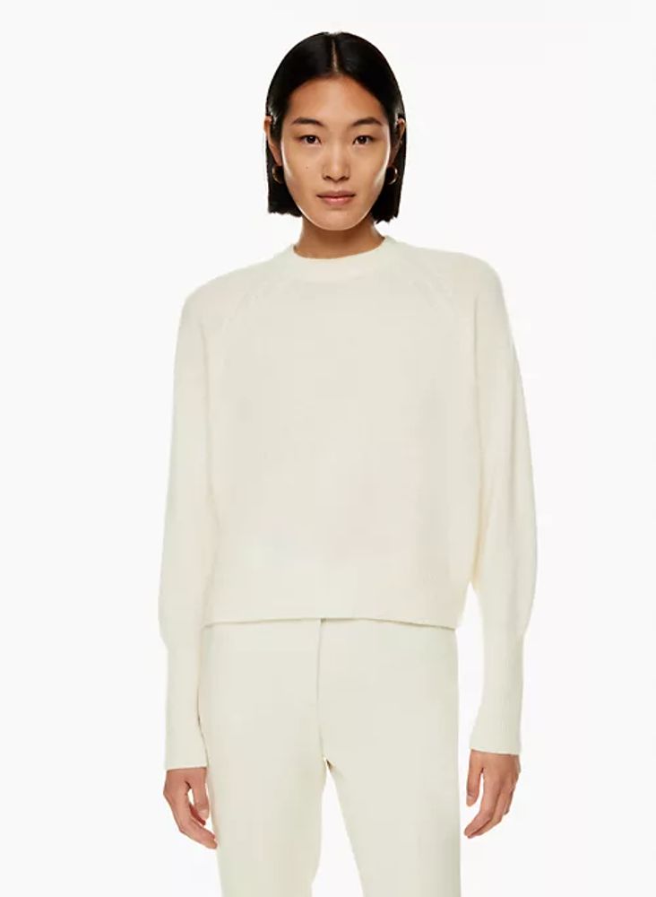 White cashmere new arrivals crewneck sweater