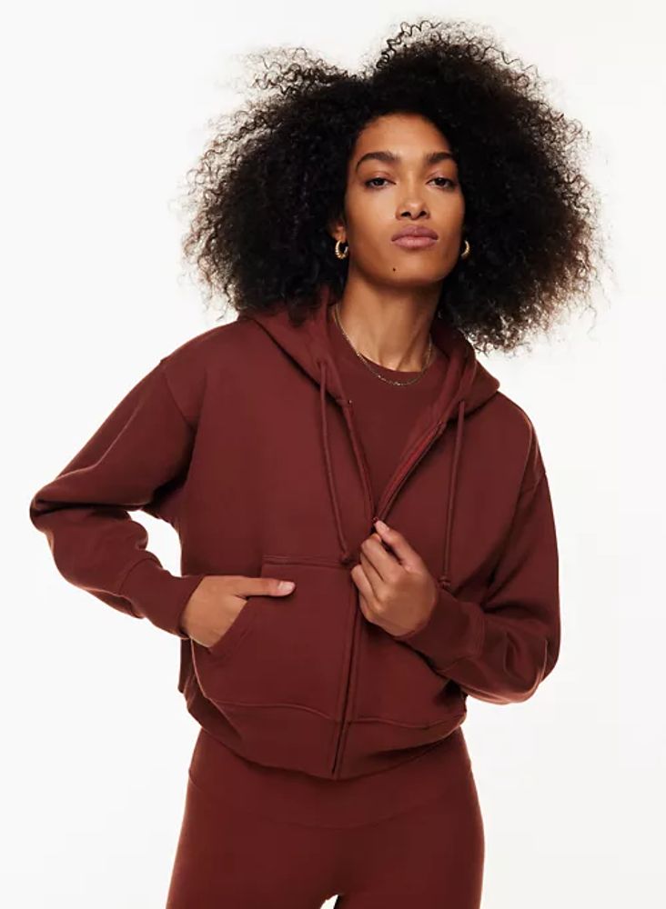 tna cozy fleece boyfriend zip-up hoodie