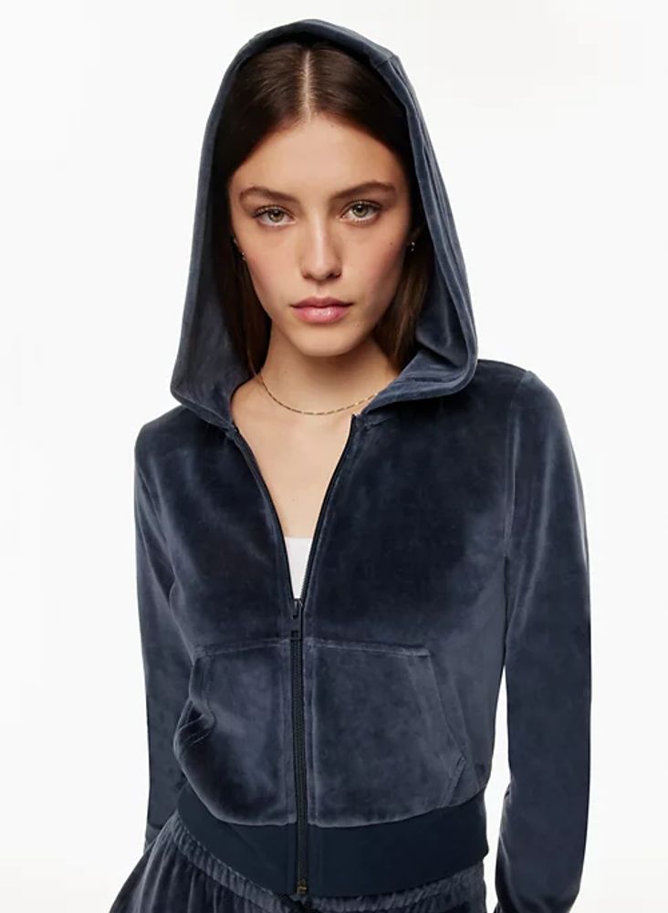 Velvet zip up hoodie sales