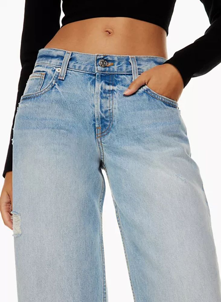 Low rise baggy jeans top