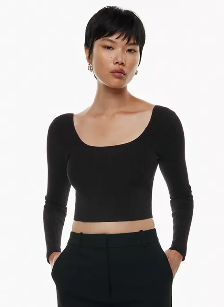 Flawless knit long new arrivals sleeve crop top