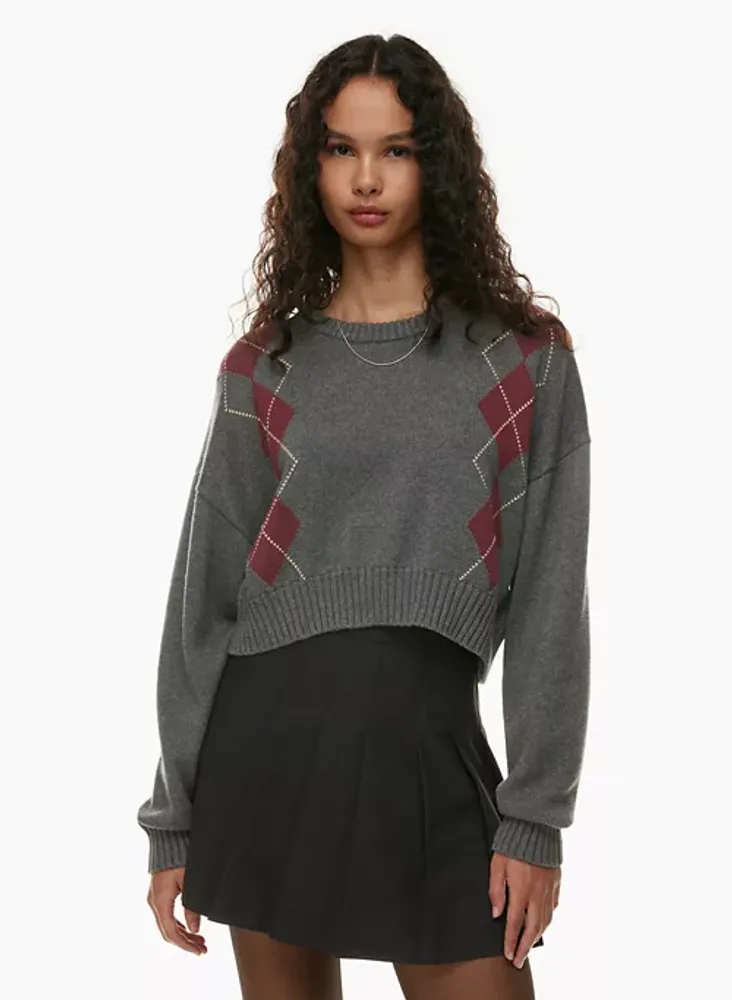 Plaid outlet cropped sweater