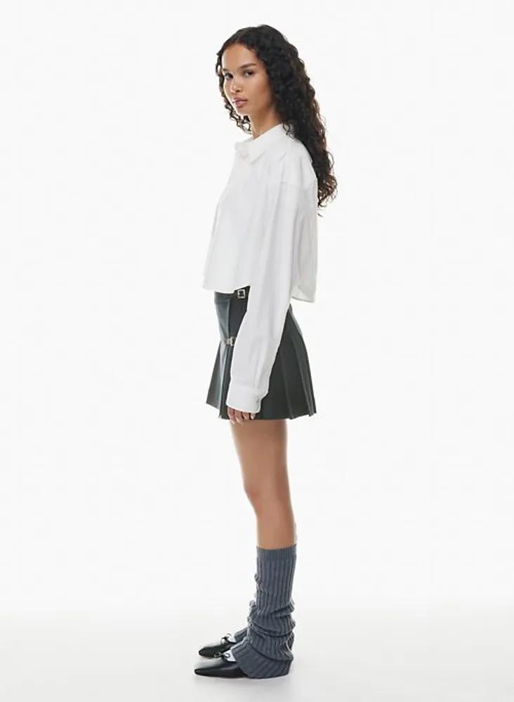 Leather pleated sale skirt bershka
